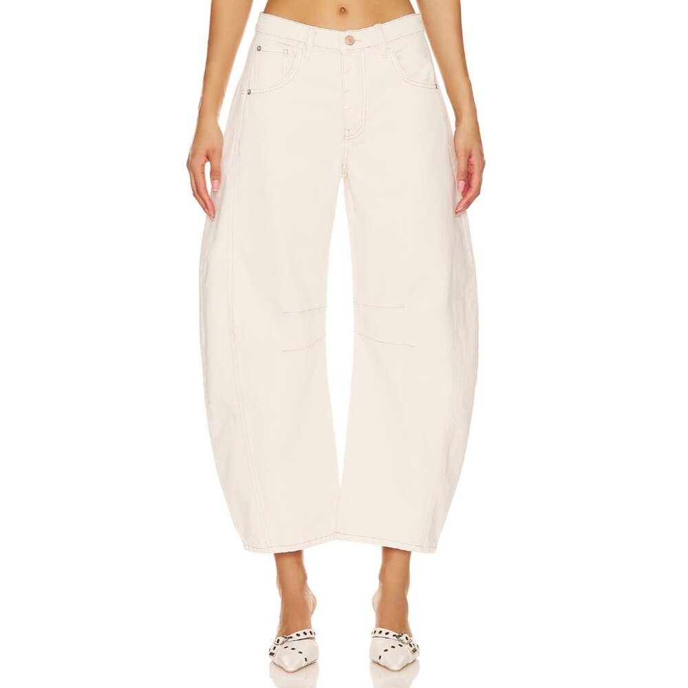 We The Free Wide Leg Cropped Jeans in Off-White